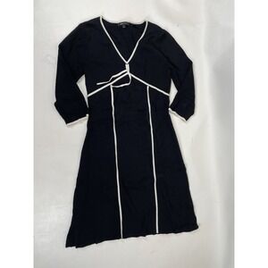 BCBGMaxAzria Black Midi Dress with White Piping